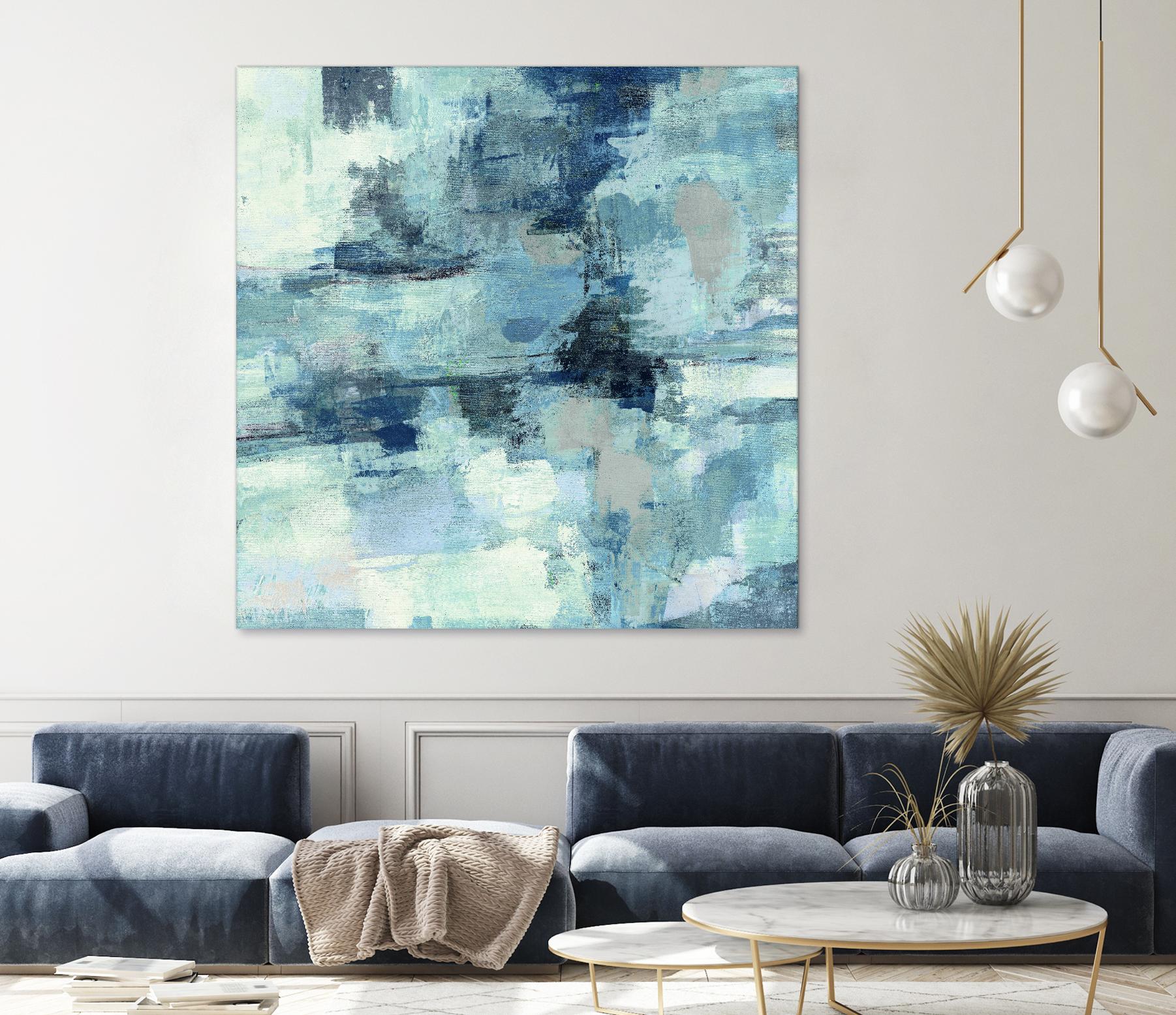 In the Clouds Indigo and Gray Crop by Silvia Vassileva on GIANT ART - white abstract
