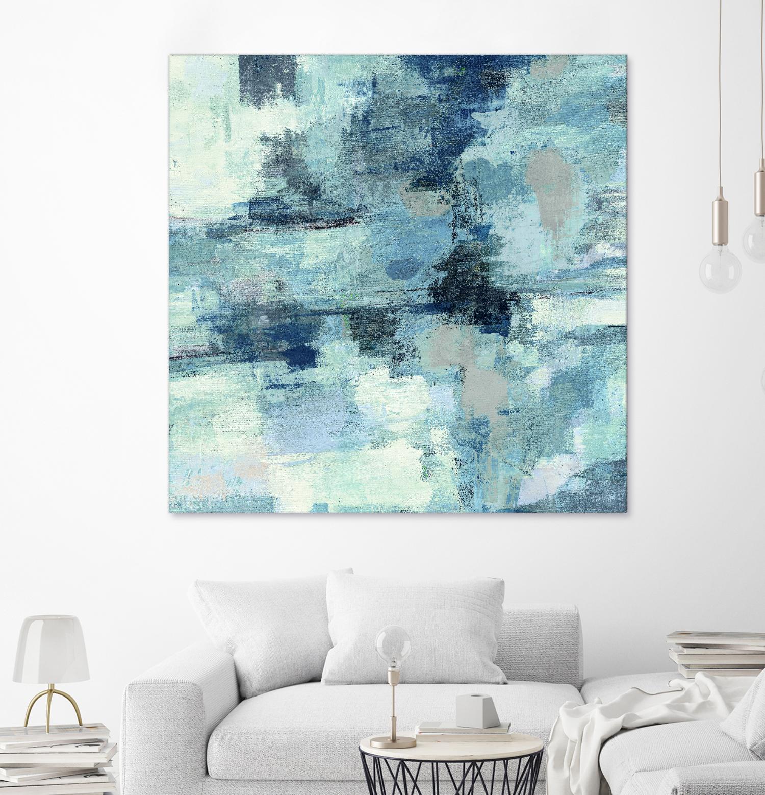 In the Clouds Indigo and Gray Crop by Silvia Vassileva on GIANT ART - white abstract