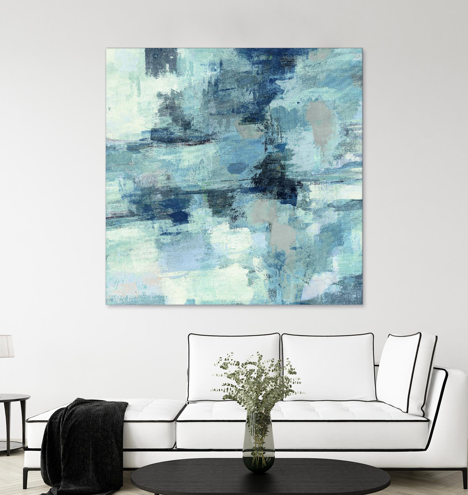 In the Clouds Indigo and Gray Crop by Silvia Vassileva on GIANT ART - white abstract