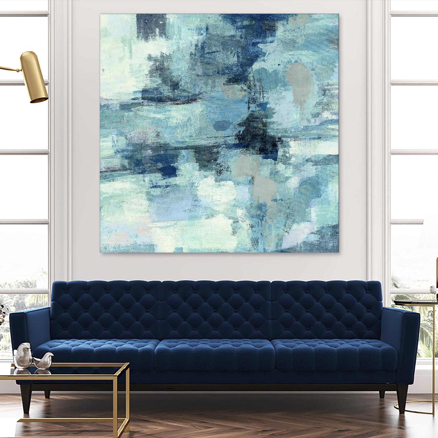 In the Clouds Indigo and Gray Crop by Silvia Vassileva on GIANT ART - white abstract