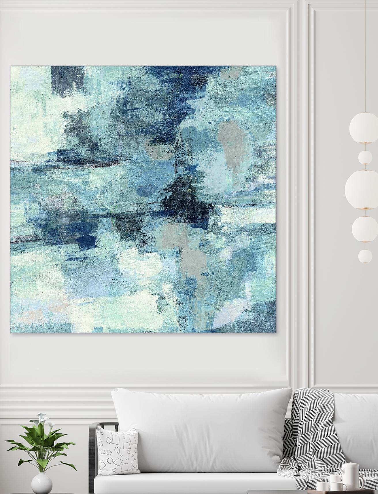 In the Clouds Indigo and Gray Crop by Silvia Vassileva on GIANT ART - white abstract