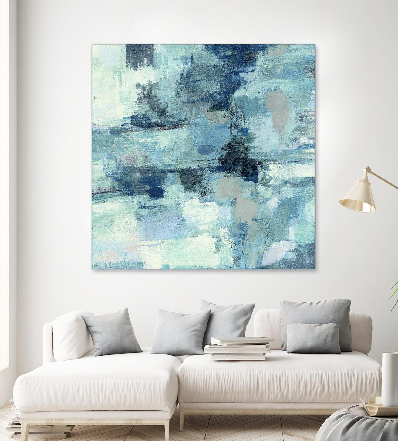 In the Clouds Indigo and Gray Crop by Silvia Vassileva on GIANT ART - white abstract