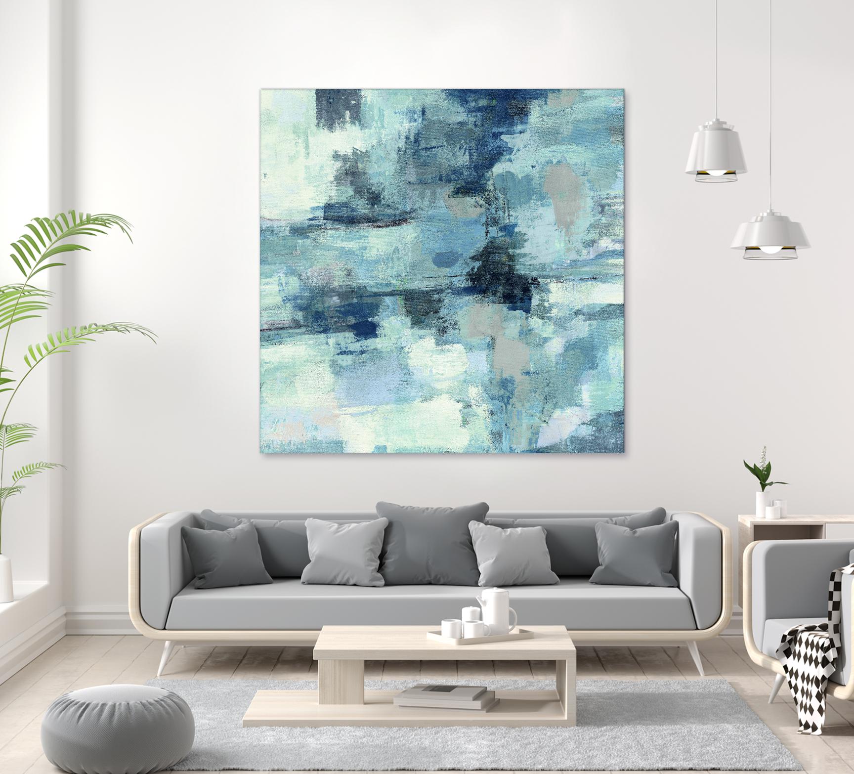 In the Clouds Indigo and Gray Crop by Silvia Vassileva on GIANT ART - white abstract