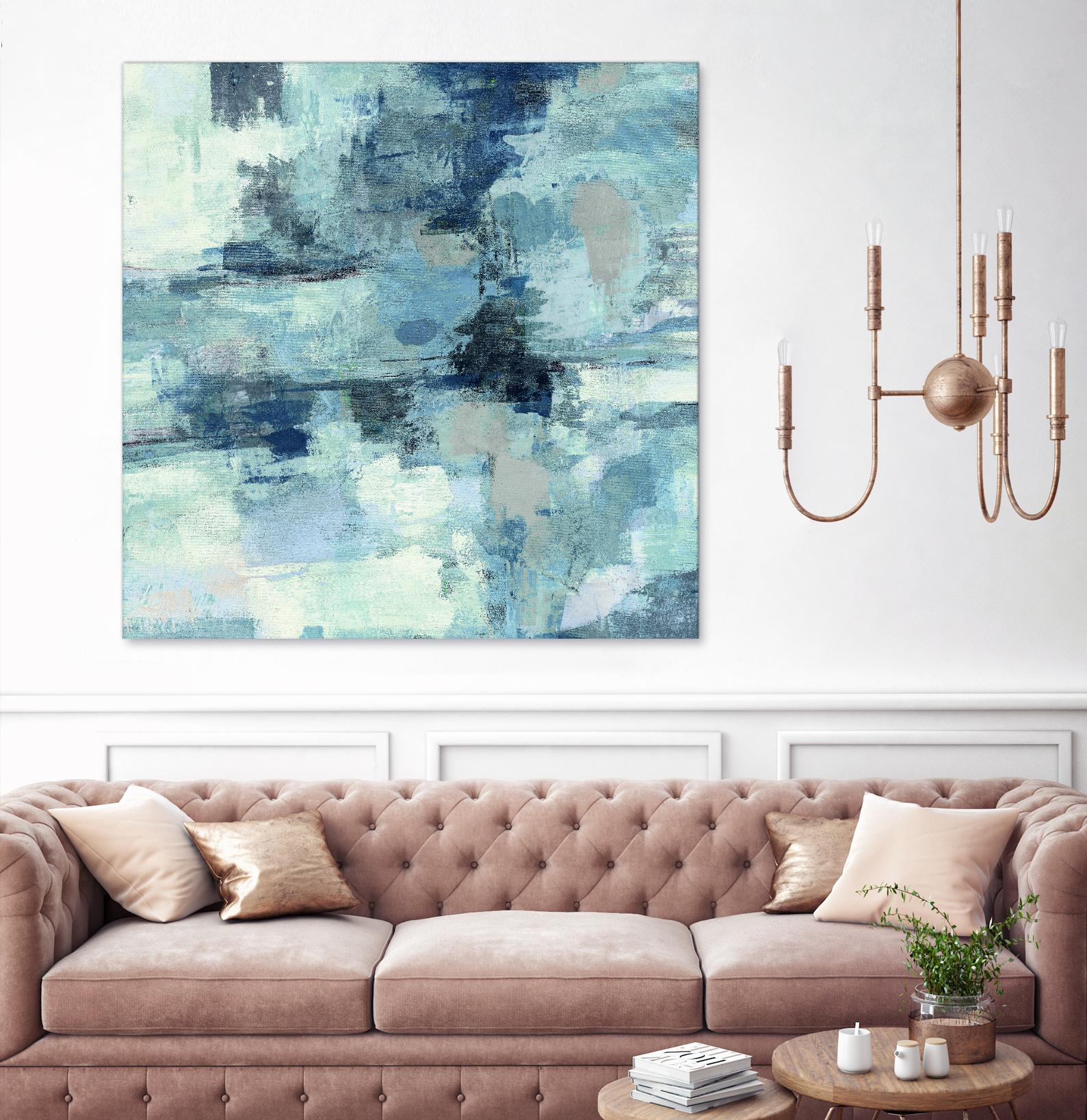 In the Clouds Indigo and Gray Crop by Silvia Vassileva on GIANT ART - white abstract