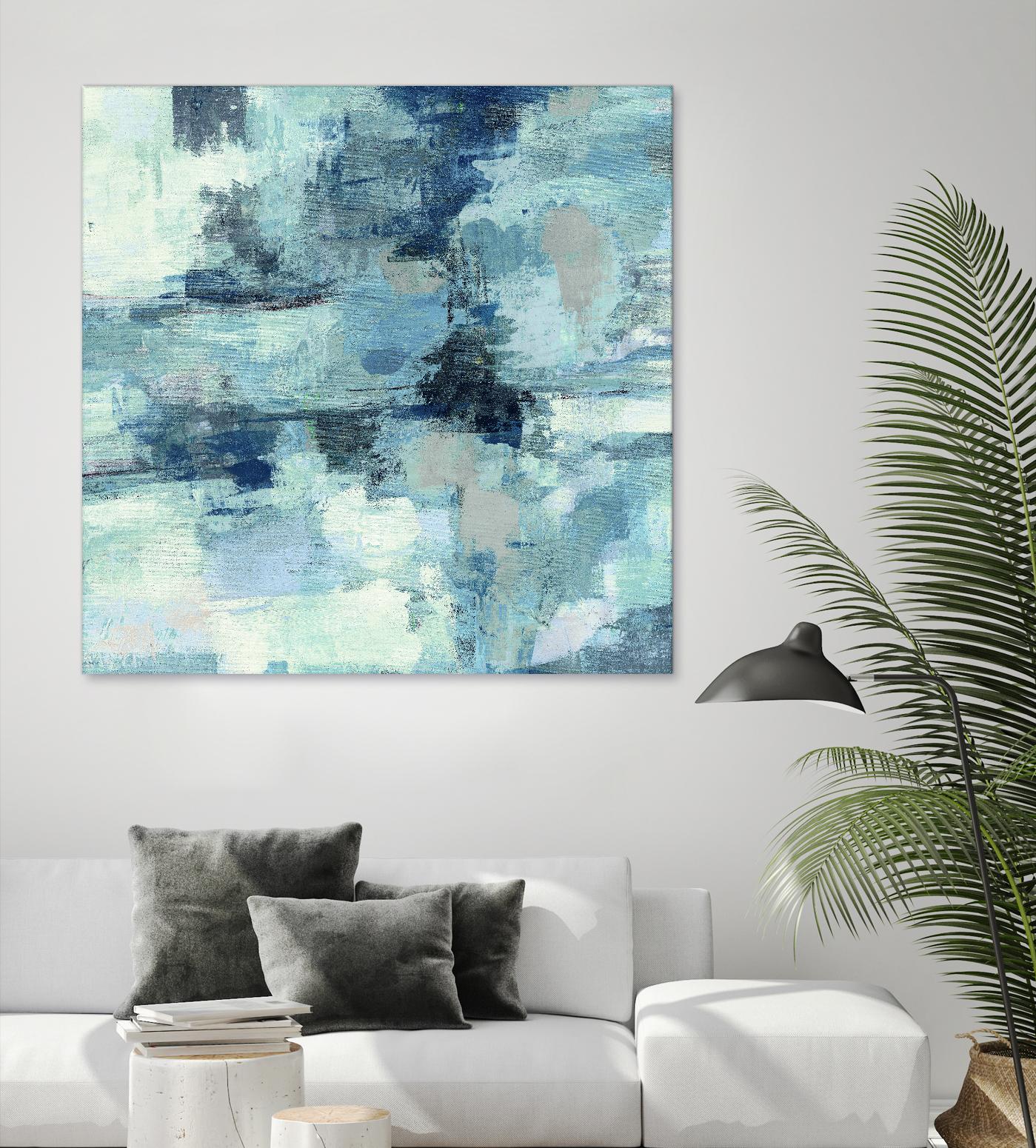 In the Clouds Indigo and Gray Crop by Silvia Vassileva on GIANT ART - white abstract