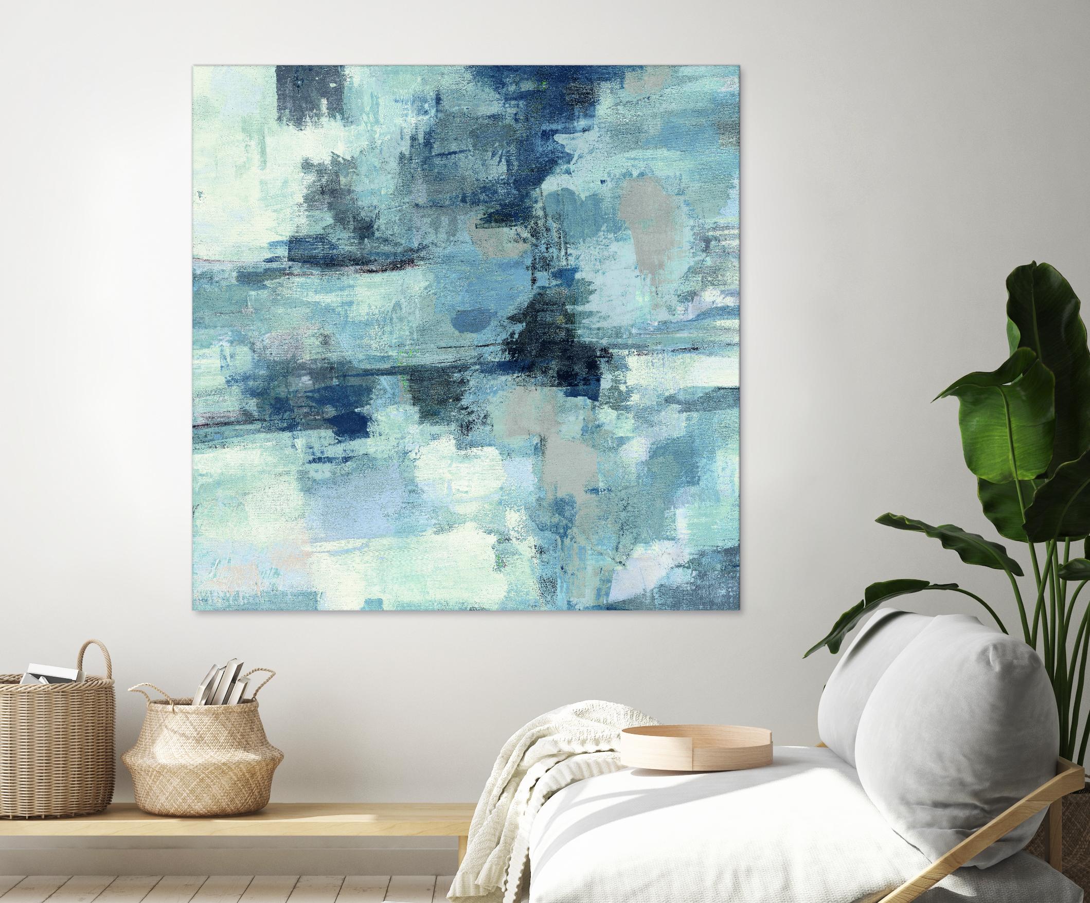 In the Clouds Indigo and Gray Crop by Silvia Vassileva on GIANT ART - white abstract