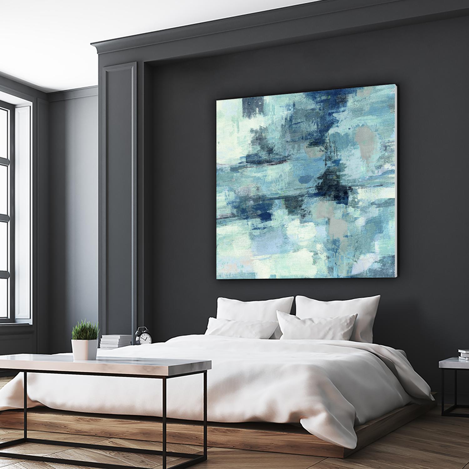 In the Clouds Indigo and Gray Crop by Silvia Vassileva on GIANT ART - white abstract