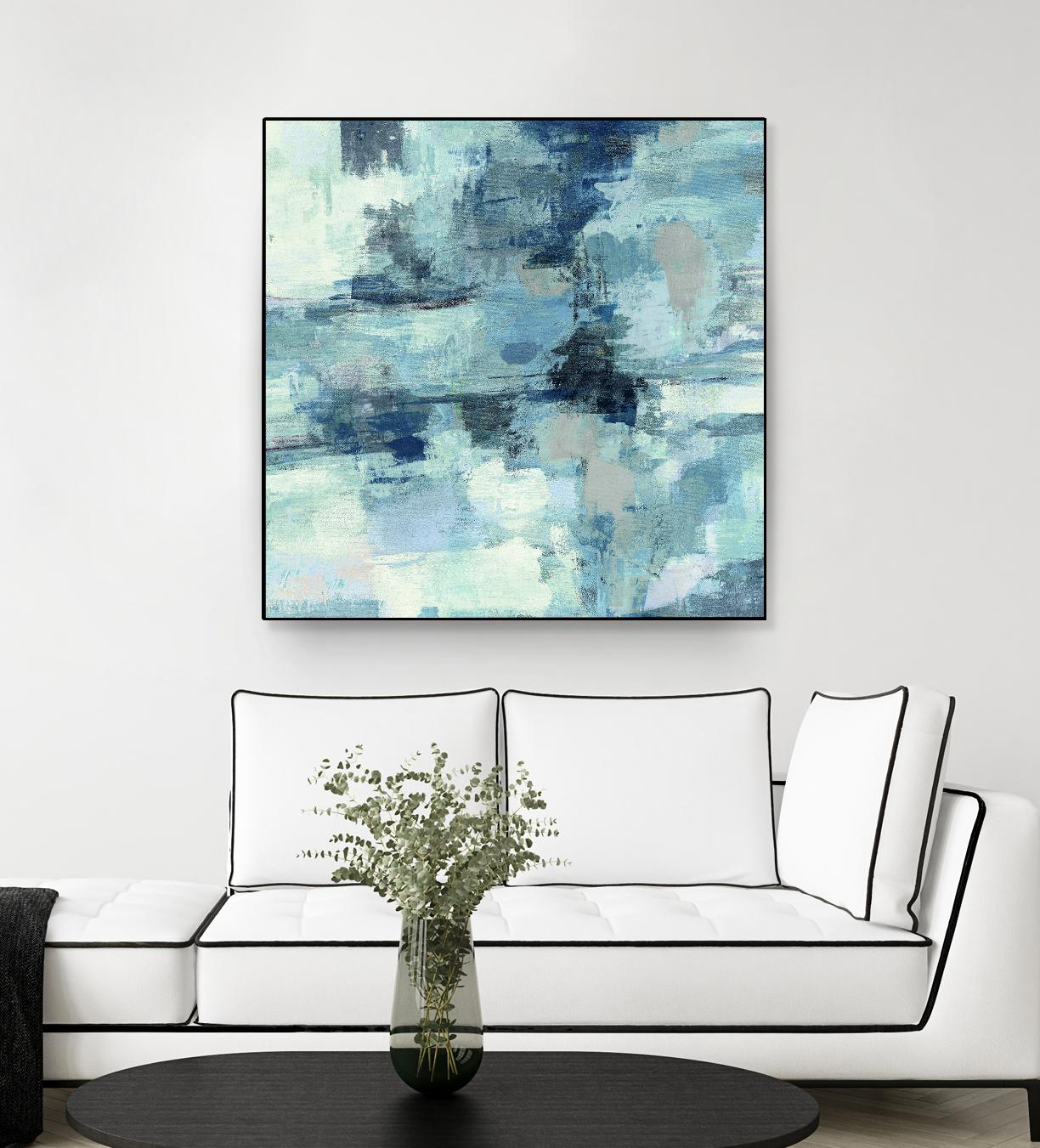 In the Clouds Indigo and Gray Crop by Silvia Vassileva on GIANT ART - white abstract