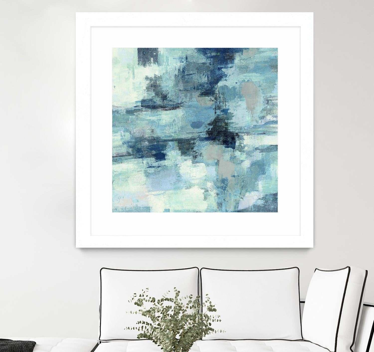 In the Clouds Indigo and Gray Crop by Silvia Vassileva on GIANT ART - white abstract