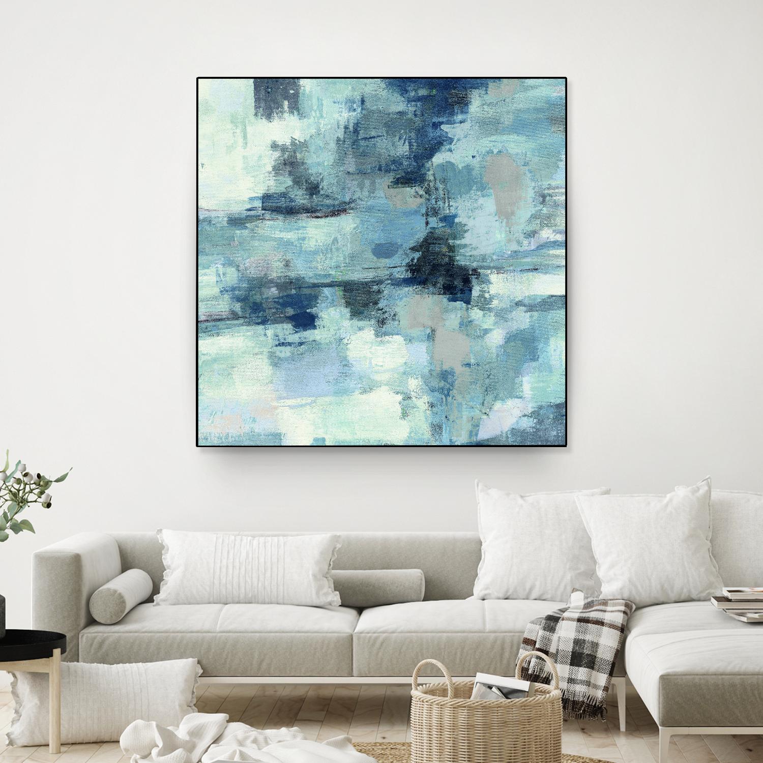 In the Clouds Indigo and Gray Crop by Silvia Vassileva on GIANT ART - white abstract
