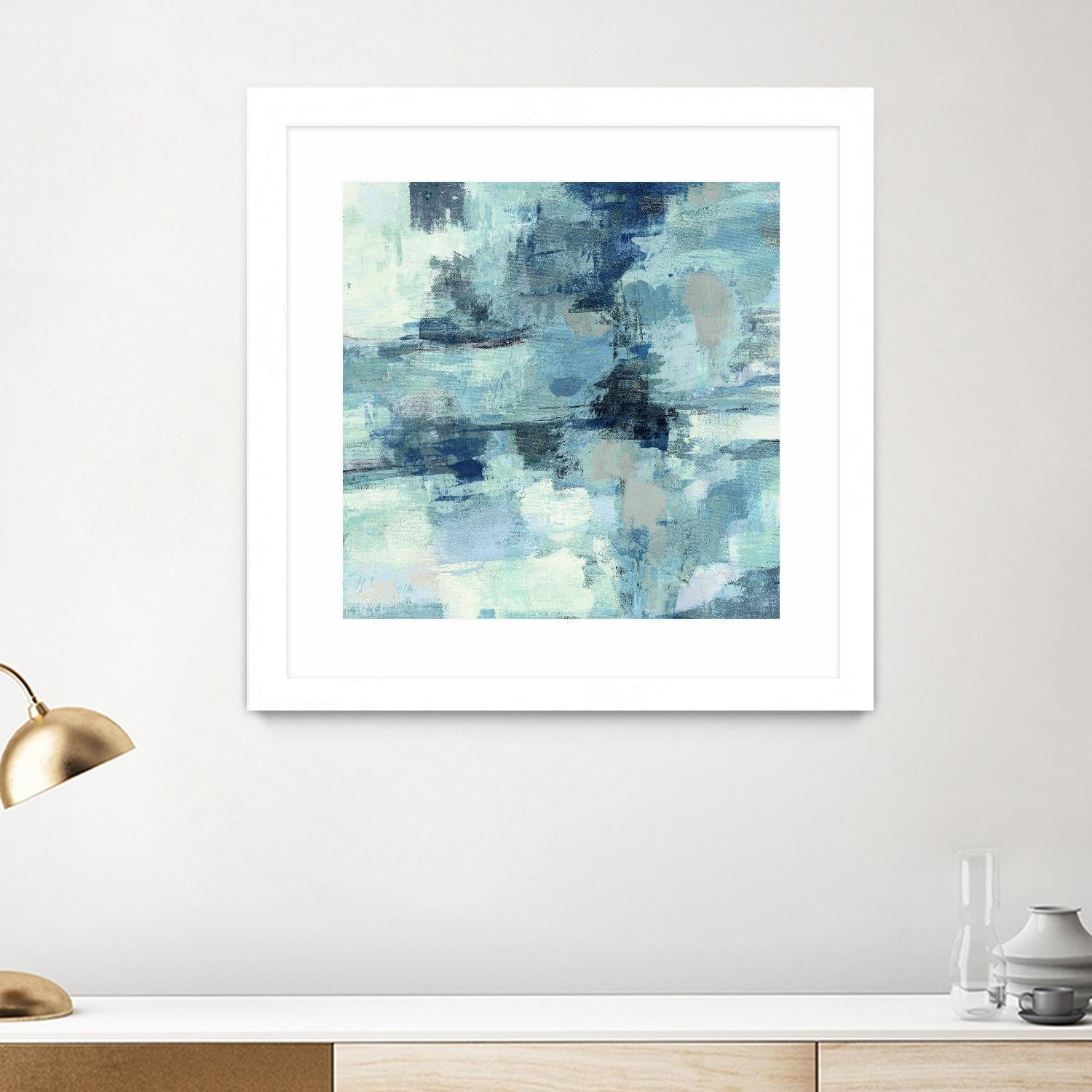 In the Clouds Indigo and Gray Crop by Silvia Vassileva on GIANT ART - white abstract