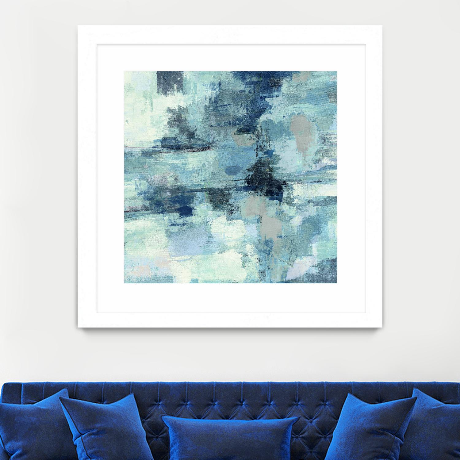 In the Clouds Indigo and Gray Crop by Silvia Vassileva on GIANT ART - white abstract
