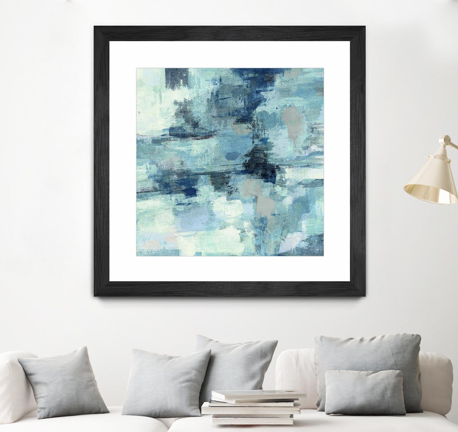 In the Clouds Indigo and Gray Crop by Silvia Vassileva on GIANT ART - white abstract