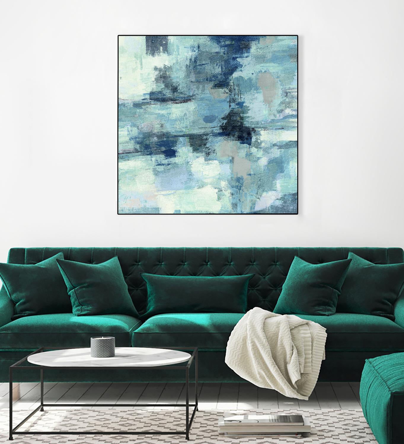 In the Clouds Indigo and Gray Crop by Silvia Vassileva on GIANT ART - white abstract