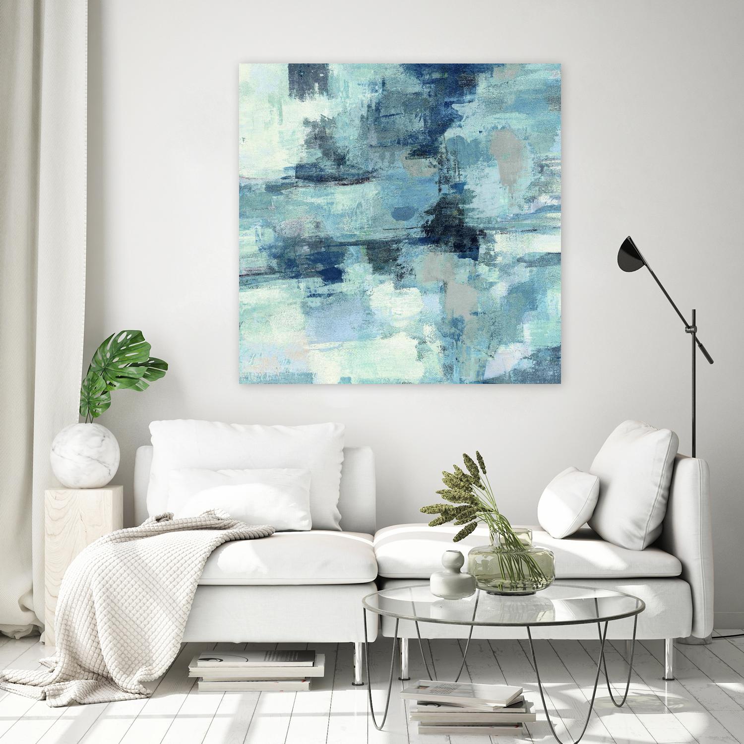 In the Clouds Indigo and Gray Crop by Silvia Vassileva on GIANT ART - white abstract