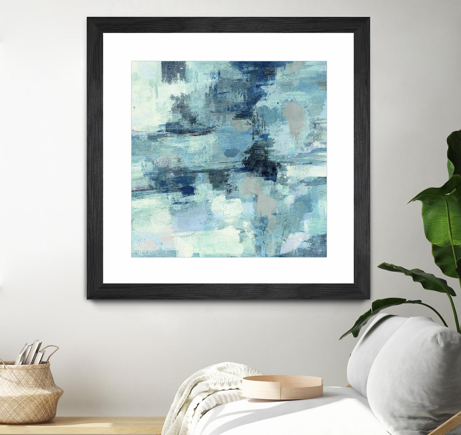 In the Clouds Indigo and Gray Crop by Silvia Vassileva on GIANT ART - white abstract