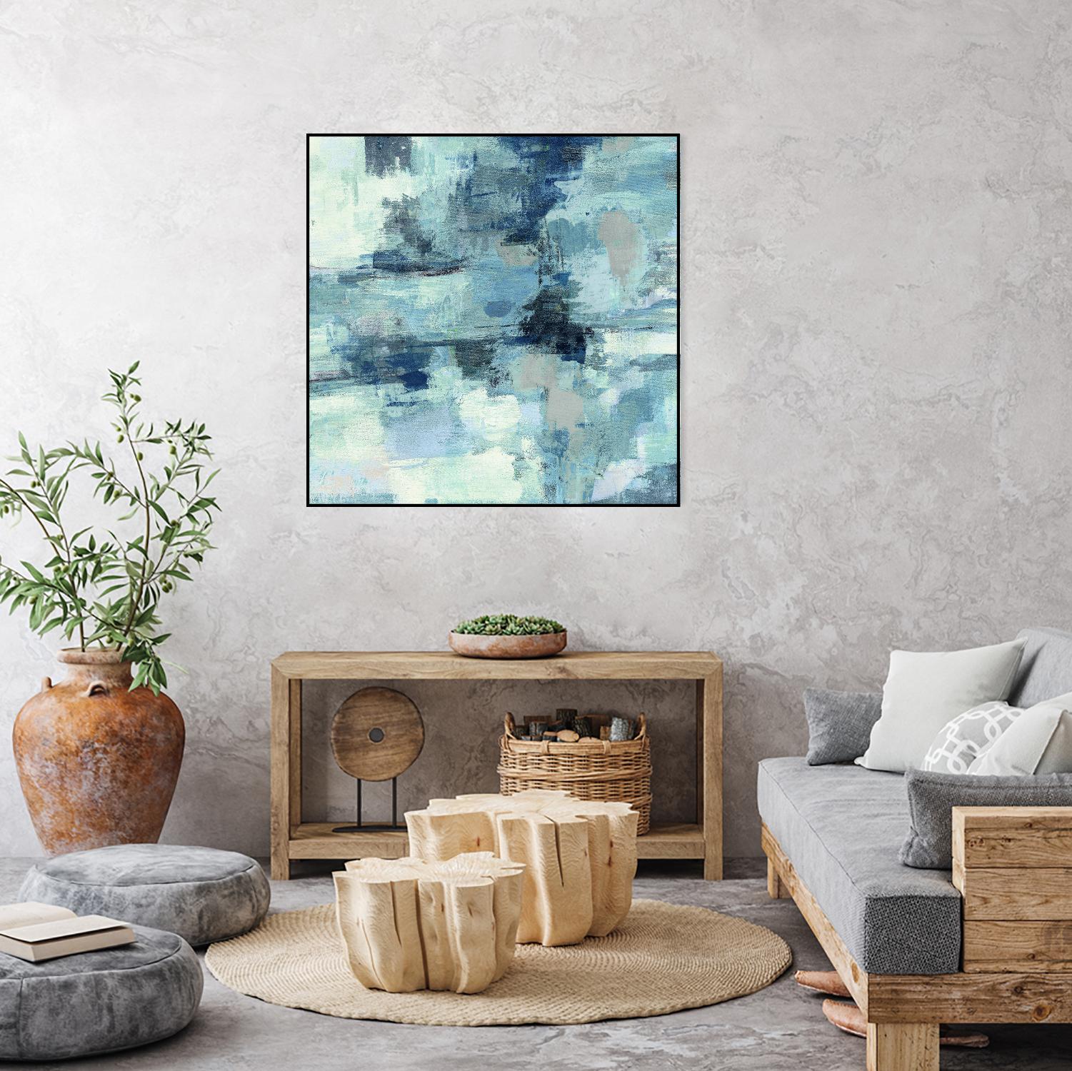 In the Clouds Indigo and Gray Crop by Silvia Vassileva on GIANT ART - white abstract
