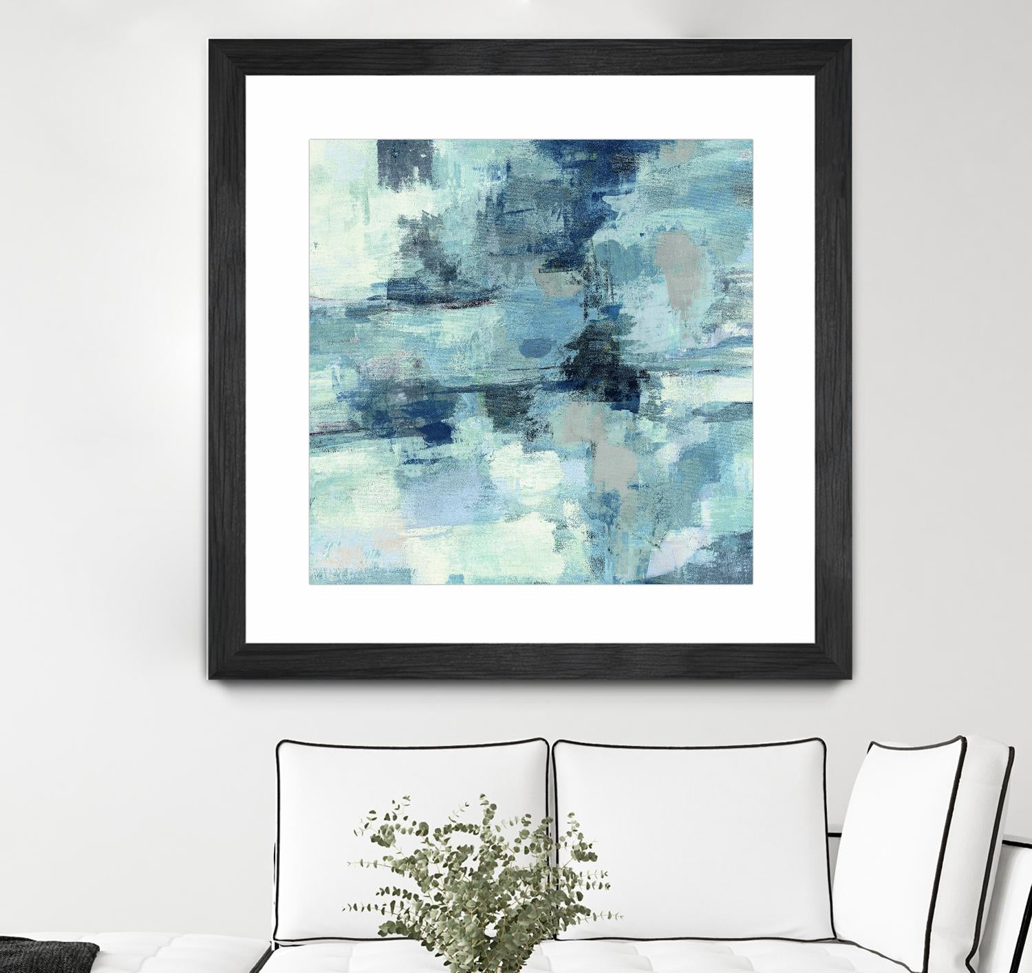 In the Clouds Indigo and Gray Crop by Silvia Vassileva on GIANT ART - white abstract