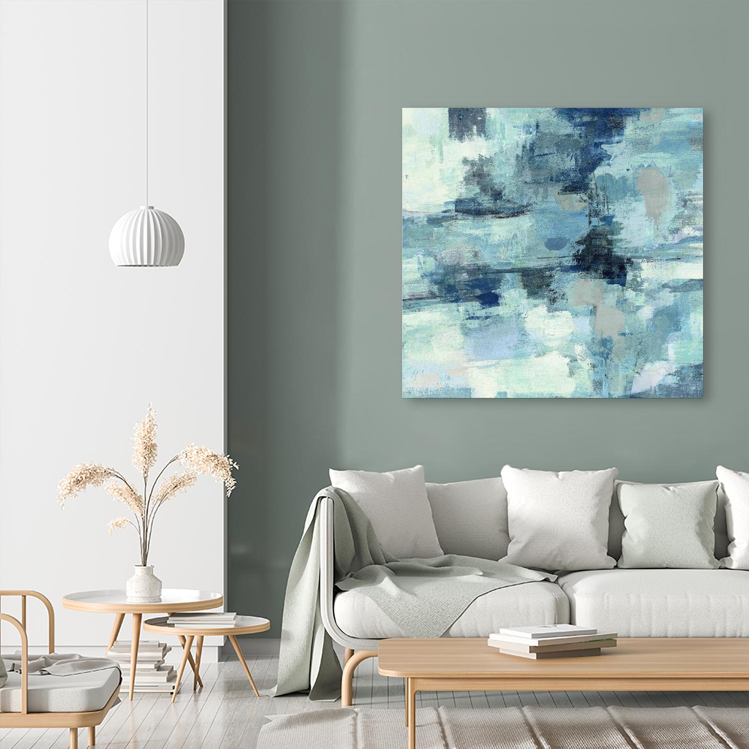 In the Clouds Indigo and Gray Crop by Silvia Vassileva on GIANT ART - white abstract