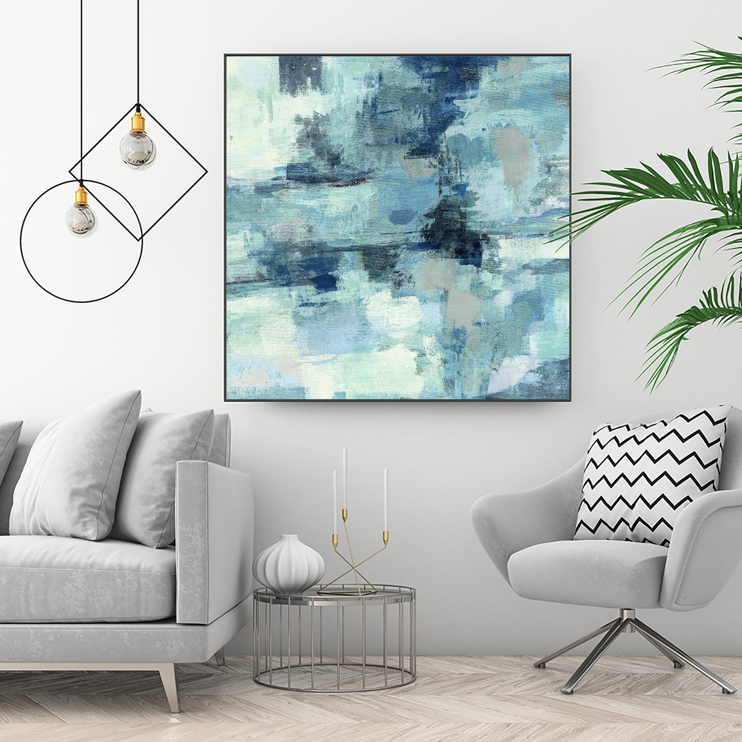 In the Clouds Indigo and Gray Crop by Silvia Vassileva on GIANT ART - white abstract