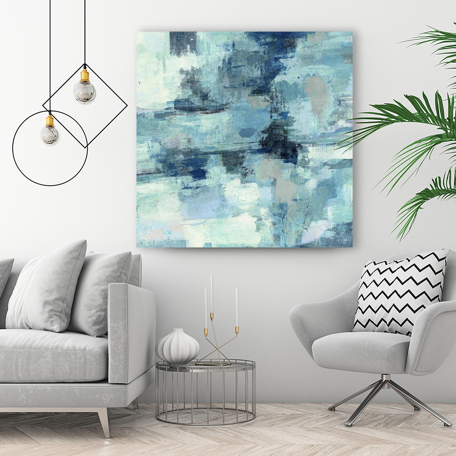 In the Clouds Indigo and Gray Crop by Silvia Vassileva on GIANT ART - white abstract