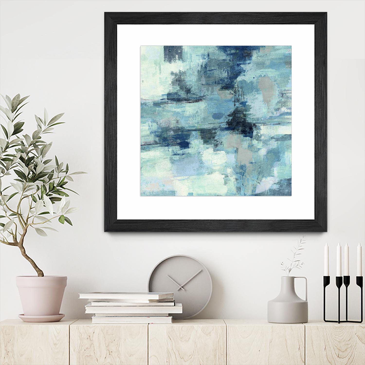 In the Clouds Indigo and Gray Crop by Silvia Vassileva on GIANT ART - white abstract