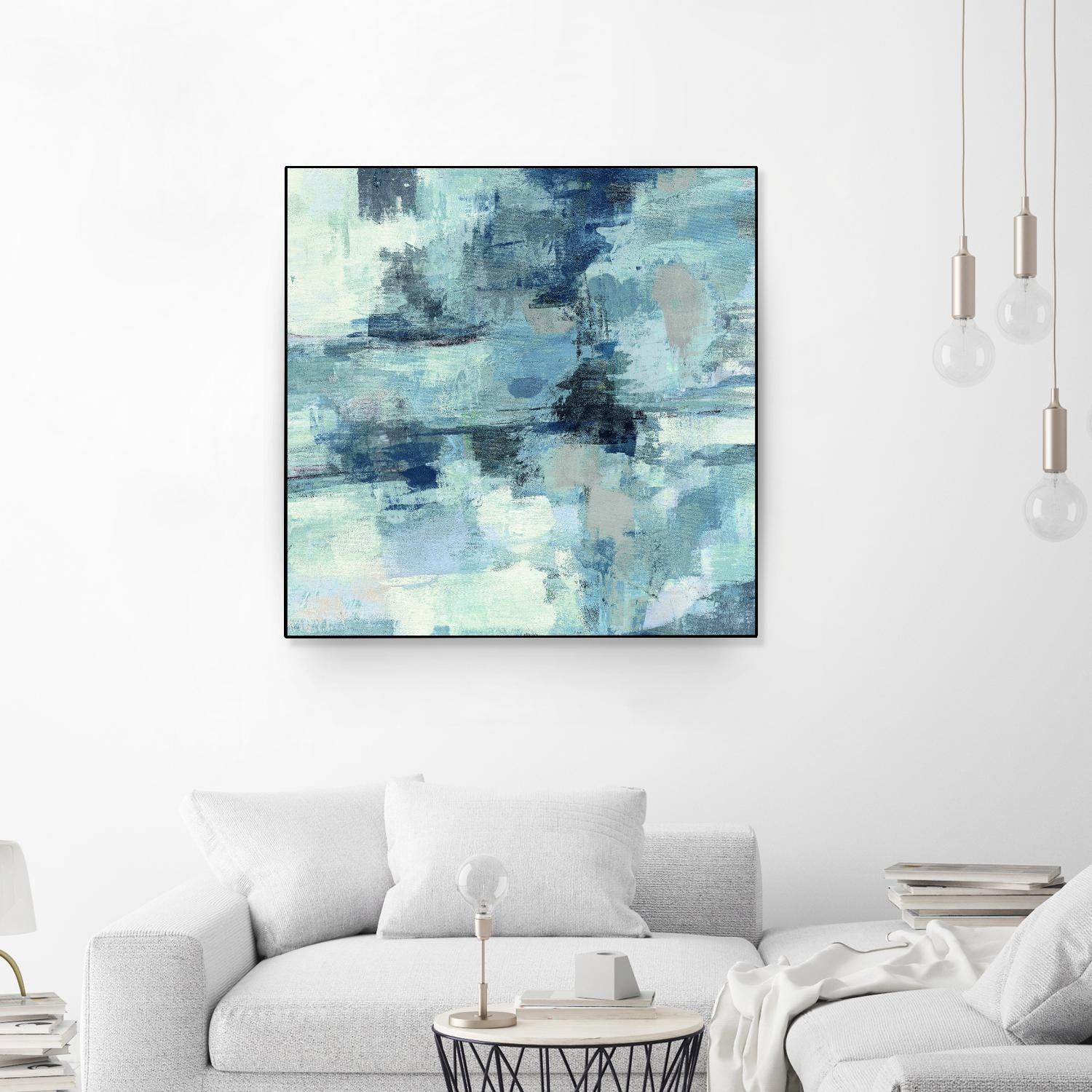 In the Clouds Indigo and Gray Crop by Silvia Vassileva on GIANT ART - white abstract