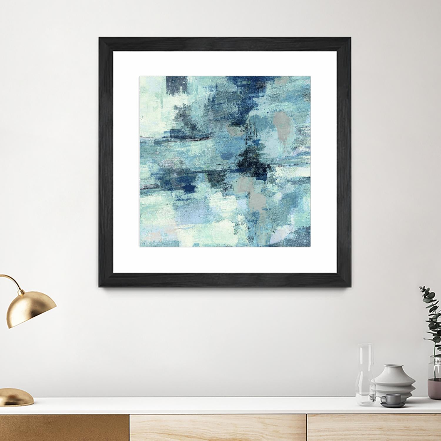 In the Clouds Indigo and Gray Crop by Silvia Vassileva on GIANT ART - white abstract