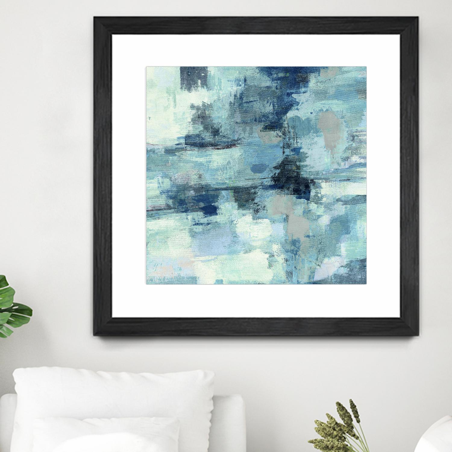 In the Clouds Indigo and Gray Crop by Silvia Vassileva on GIANT ART - white abstract