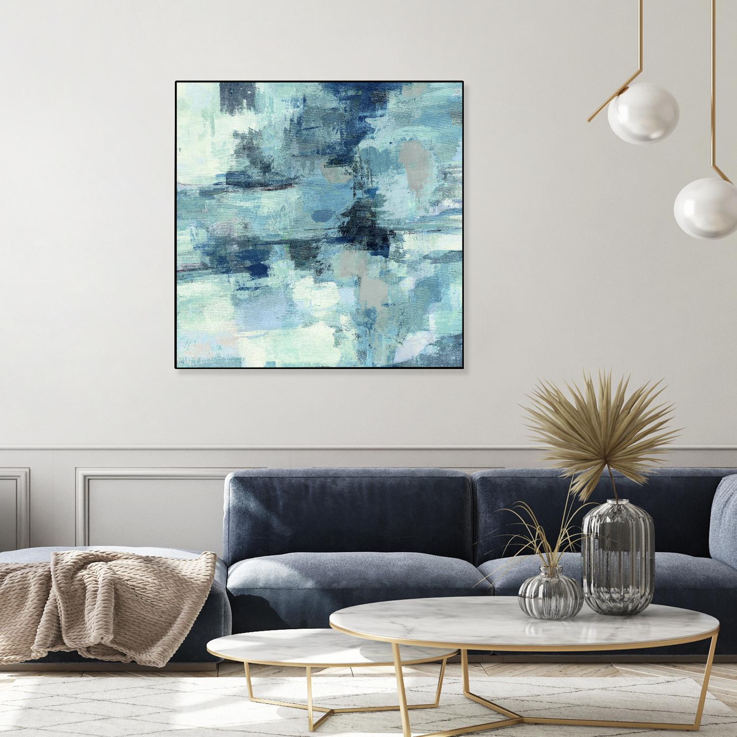In the Clouds Indigo and Gray Crop by Silvia Vassileva on GIANT ART - white abstract