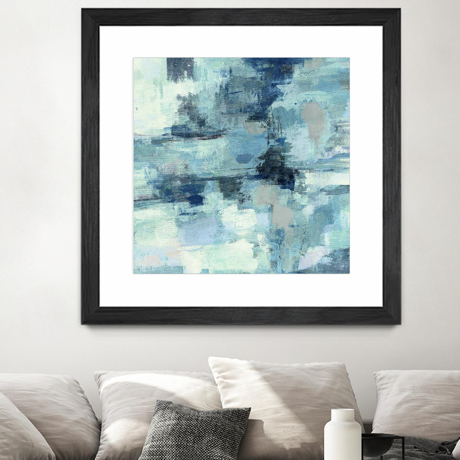 In the Clouds Indigo and Gray Crop by Silvia Vassileva on GIANT ART - white abstract