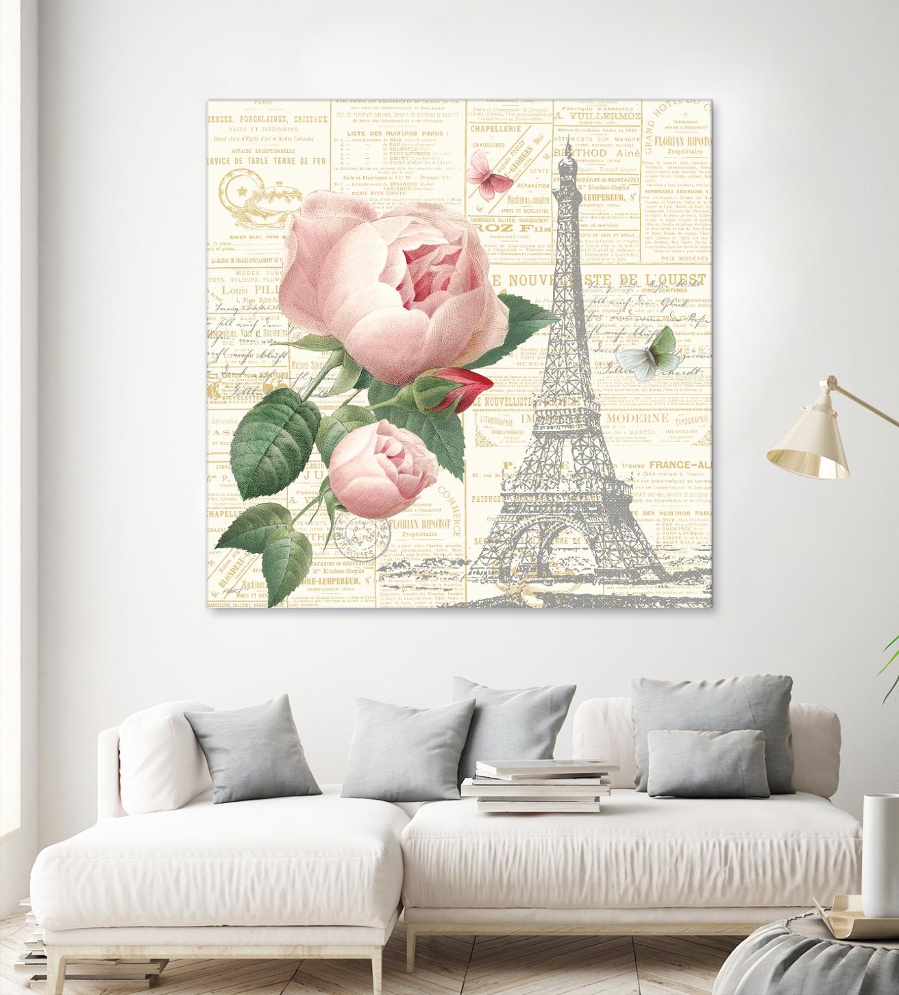 Roses in Paris IV by Katie Pertiet on GIANT ART - beige floral
