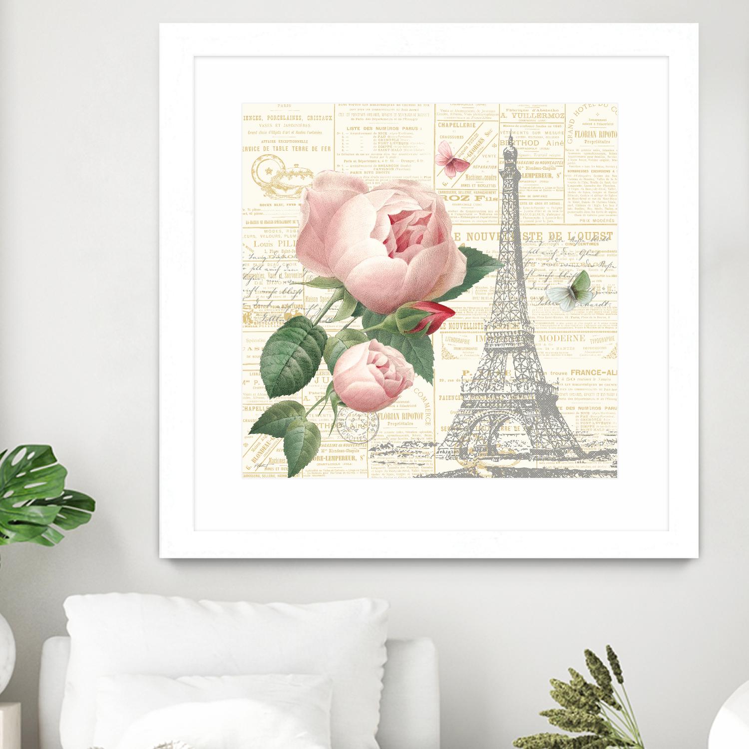 Roses in Paris IV by Katie Pertiet on GIANT ART - beige floral