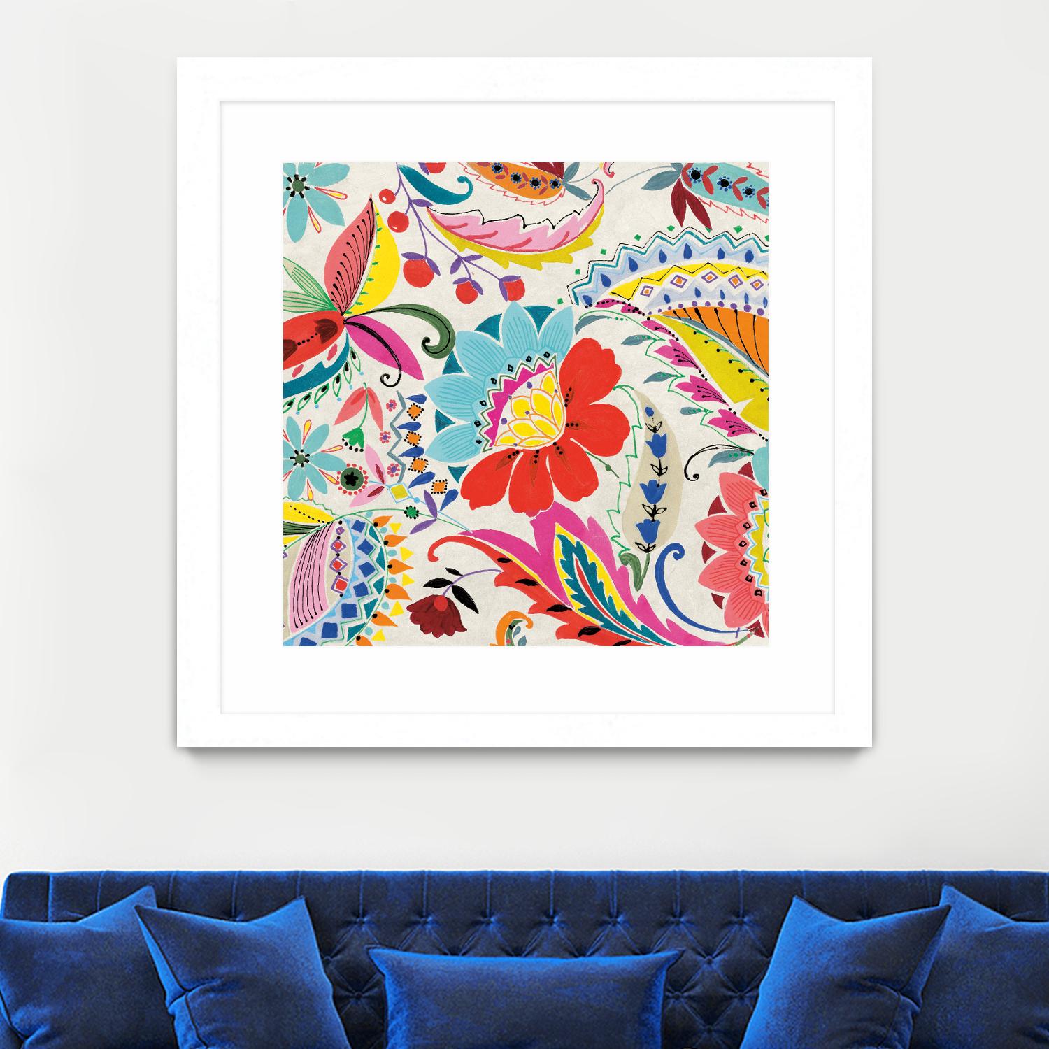 Boho Paisley II by Portfolio on GIANT ART - blue floral