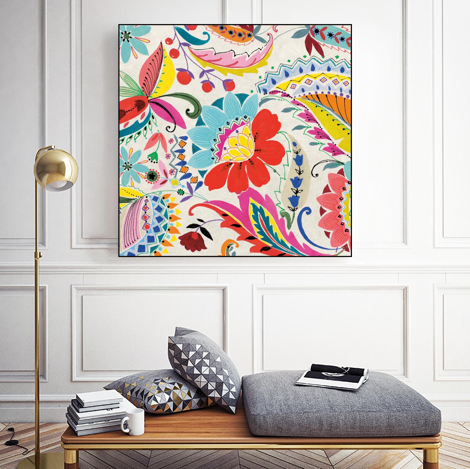Boho Paisley II by Portfolio on GIANT ART - blue floral