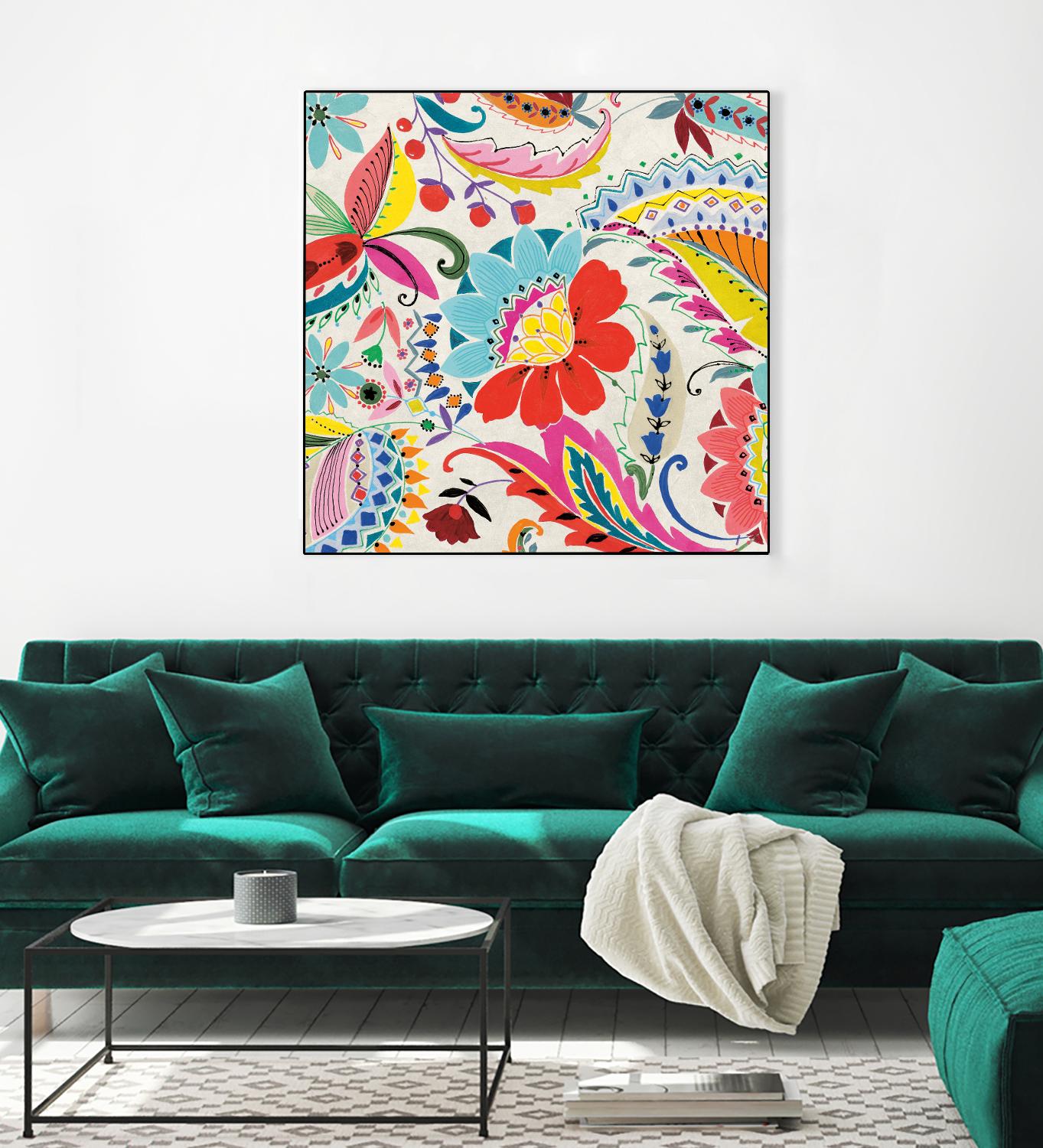 Boho Paisley II by Portfolio on GIANT ART - blue floral