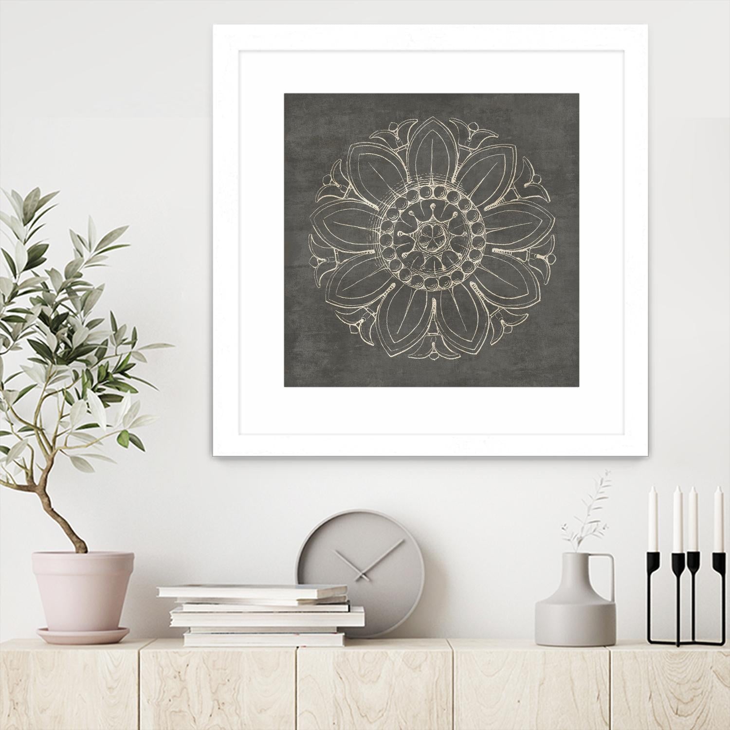 Rosette VII Gray by Portfolio on GIANT ART - grey contemporary