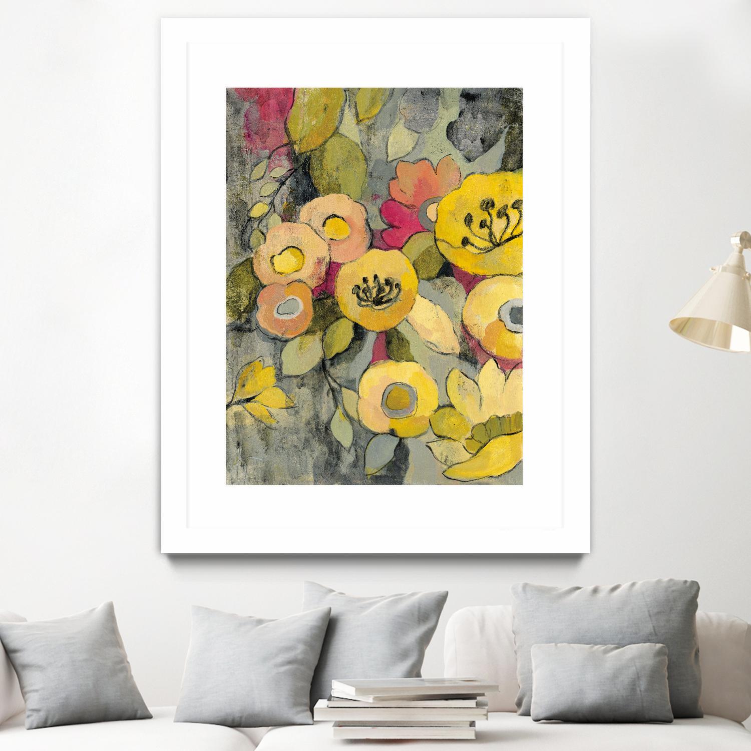 Yellow Floral Duo II by Silvia Vassileva on GIANT ART - grey floral