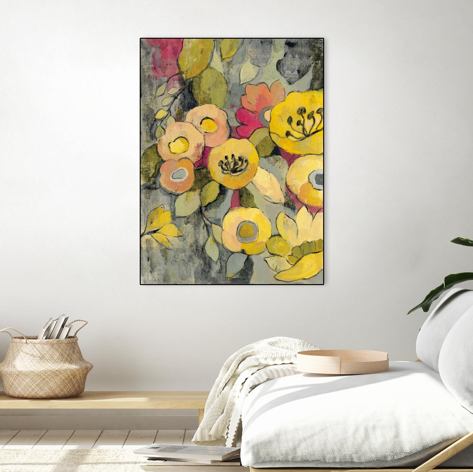 Yellow Floral Duo II by Silvia Vassileva on GIANT ART - grey floral