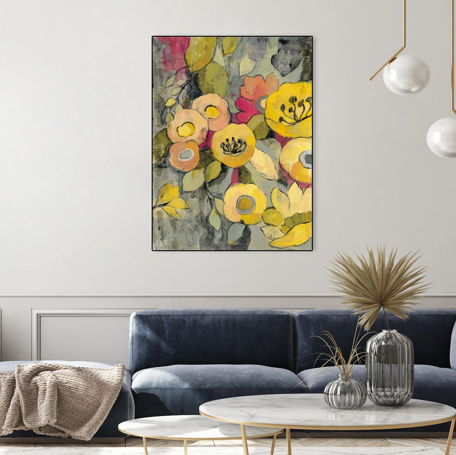 Yellow Floral Duo II by Silvia Vassileva on GIANT ART - grey floral