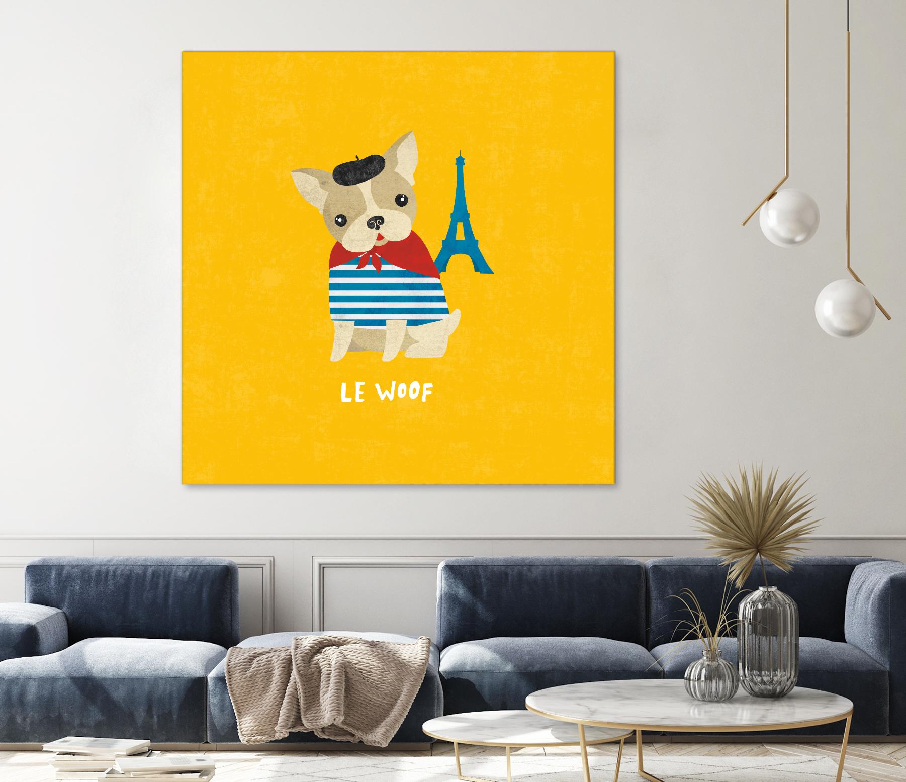 Good Dogs French Bulldog Bright by Moira Hershey on GIANT ART - blue animals