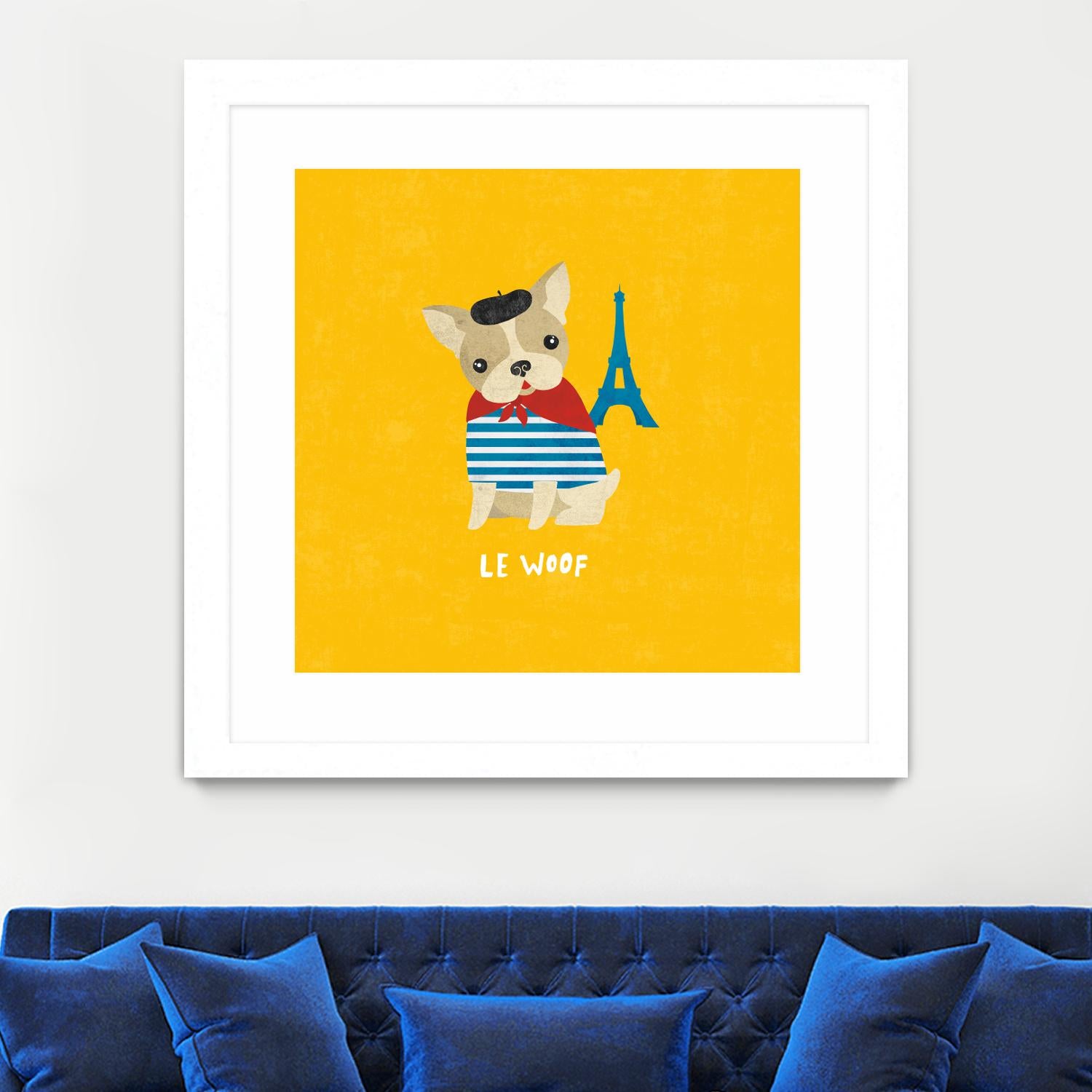 Good Dogs French Bulldog Bright by Moira Hershey on GIANT ART - blue animals