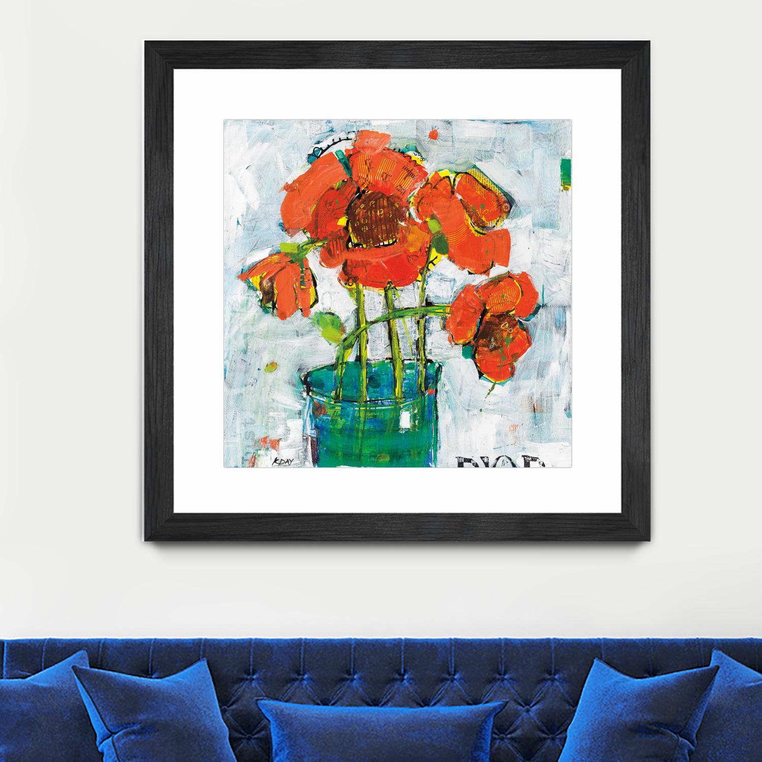 POP Original by Kellie Day on GIANT ART - turquoise floral