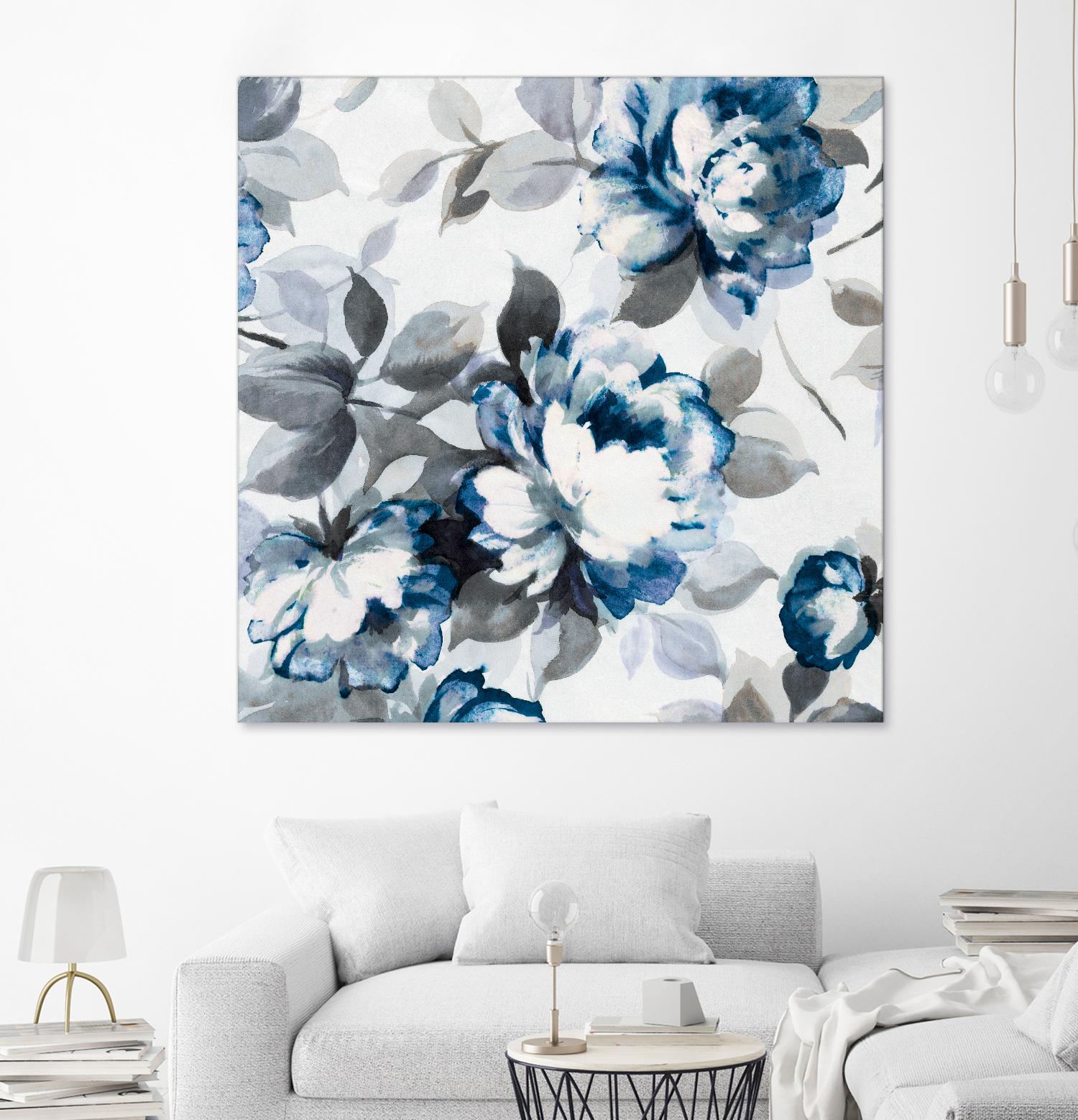 Scent of Roses Indigo II by Portfolio on GIANT ART - grey floral