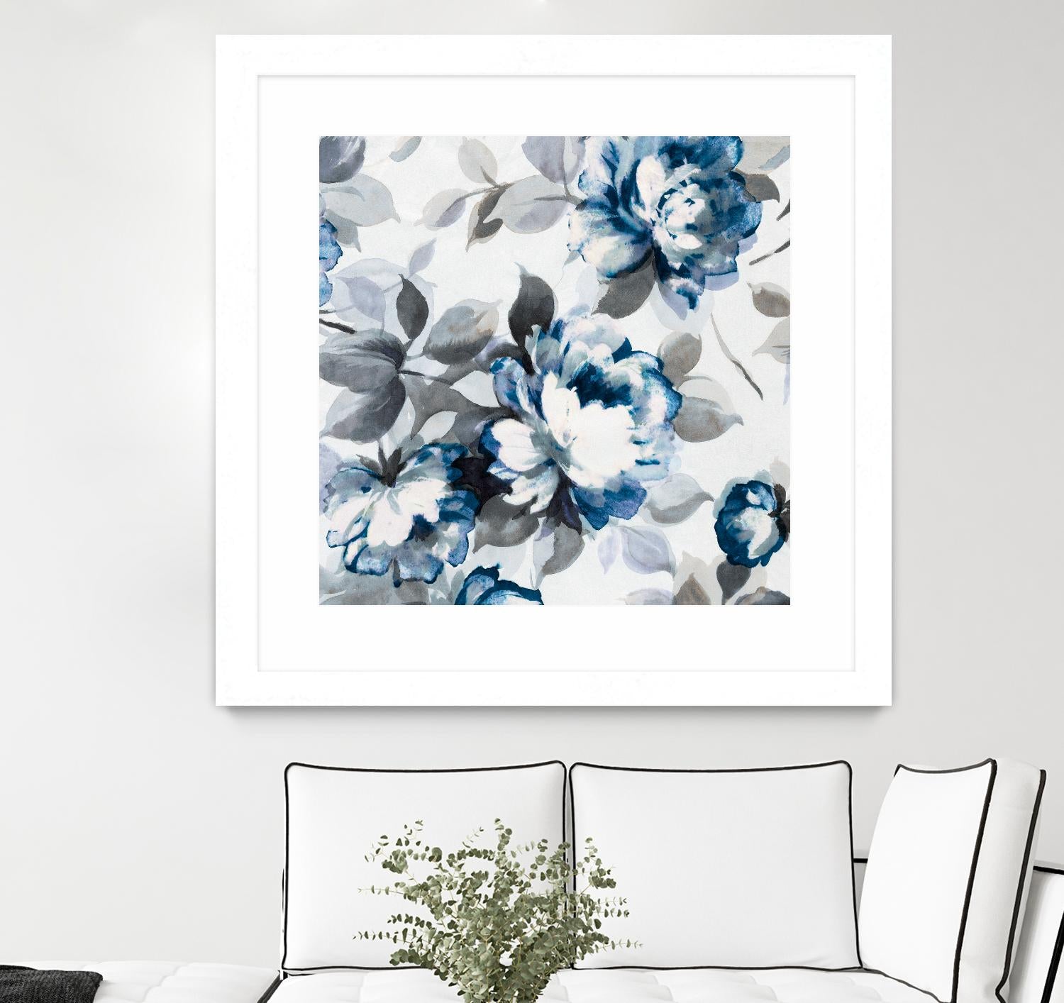 Scent of Roses Indigo II by Portfolio on GIANT ART - grey floral