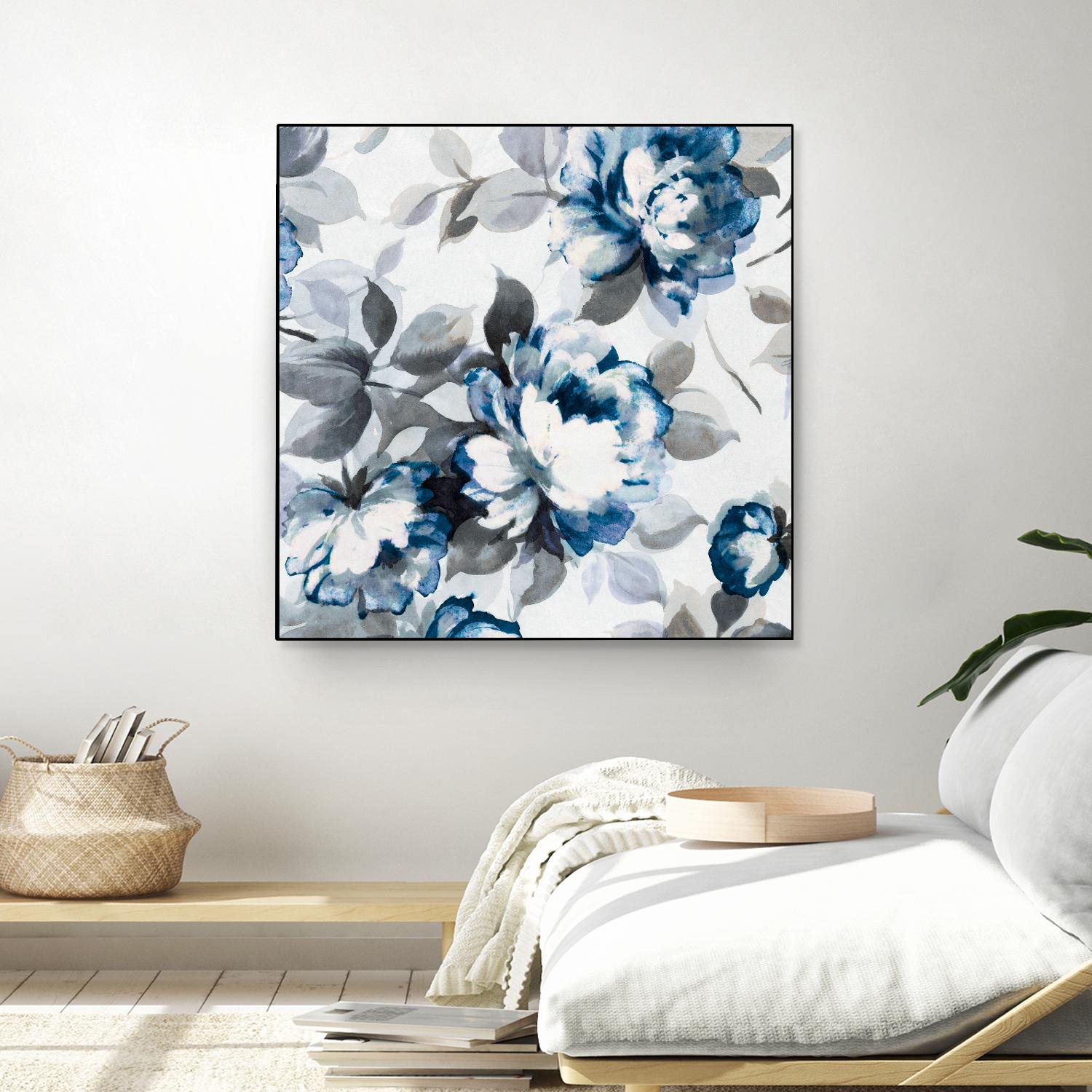Scent of Roses Indigo II by Portfolio on GIANT ART - grey floral
