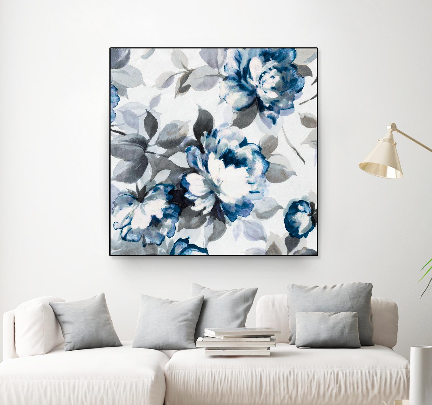Scent of Roses Indigo II by Portfolio on GIANT ART - grey floral