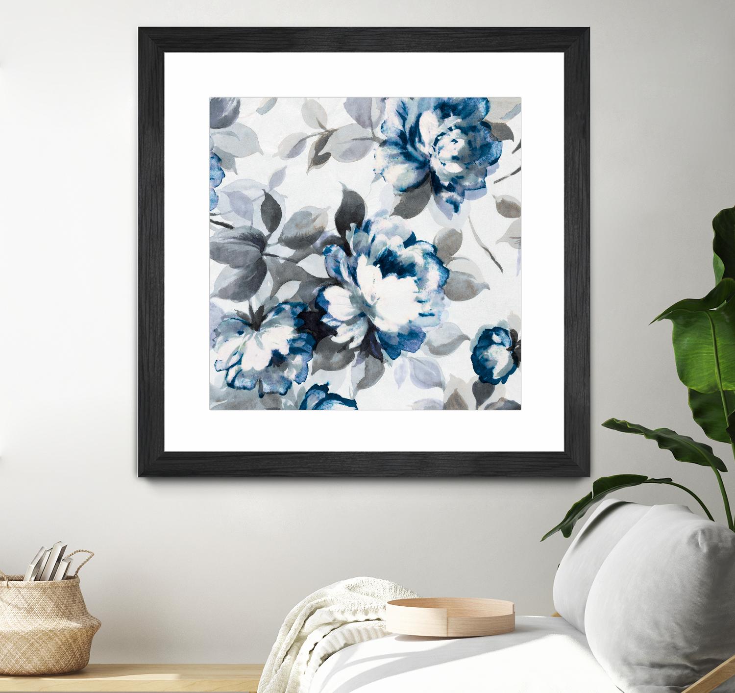 Scent of Roses Indigo II by Portfolio on GIANT ART - grey floral