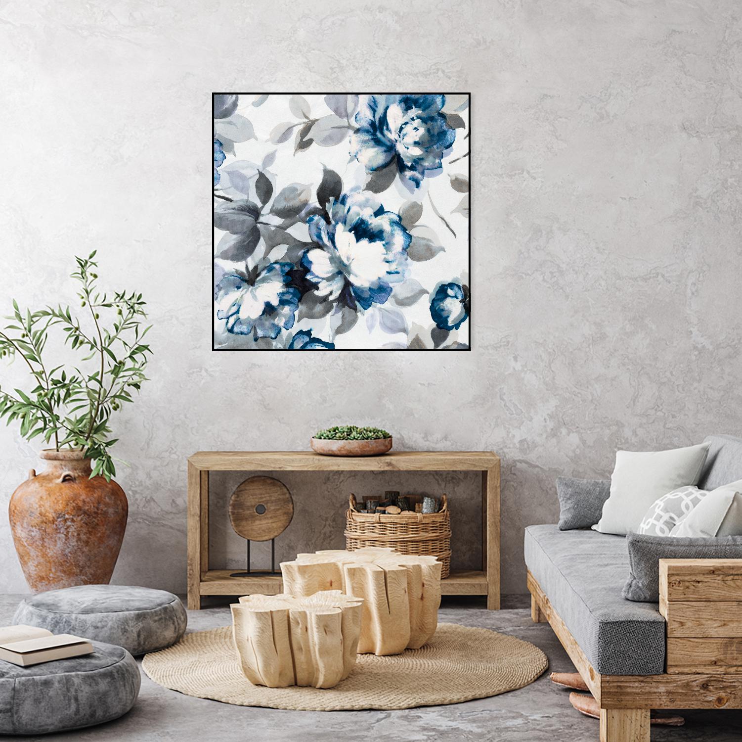 Scent of Roses Indigo II by Portfolio on GIANT ART - grey floral