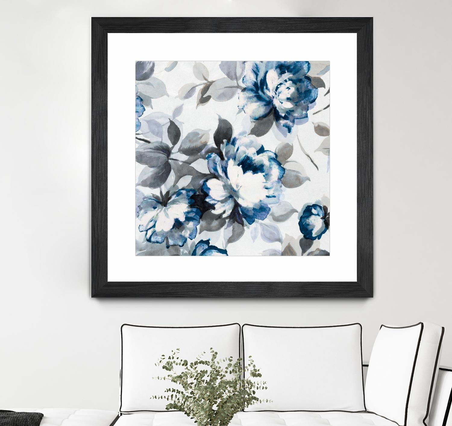 Scent of Roses Indigo II by Portfolio on GIANT ART - grey floral